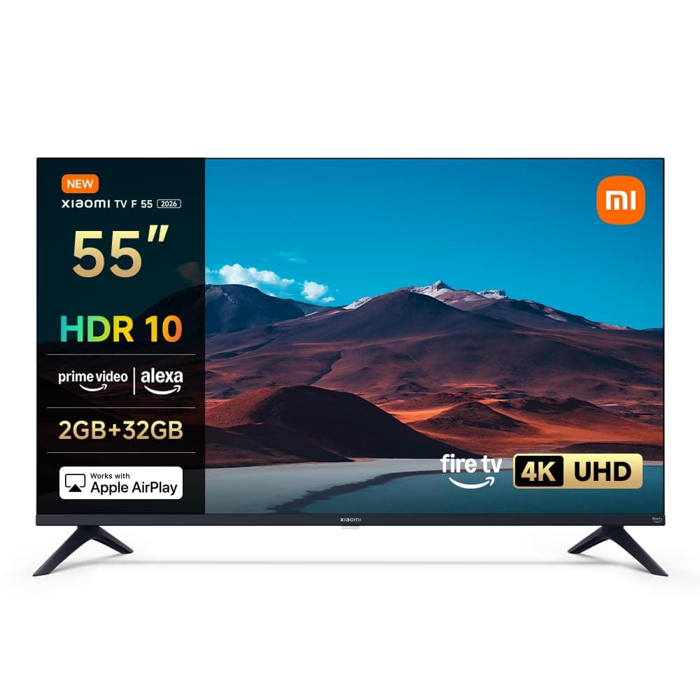 XIAOMI TV F 55, 55 Pulgadas (140 cm), 4K UHD, Smart TV, Fire TV, Control por Voz Alexa, HDR10, MEMC, 60Hz con 120Hz Game Boost Mode, 2GB+32GB, Compatible con Apple AirPlay, 2025