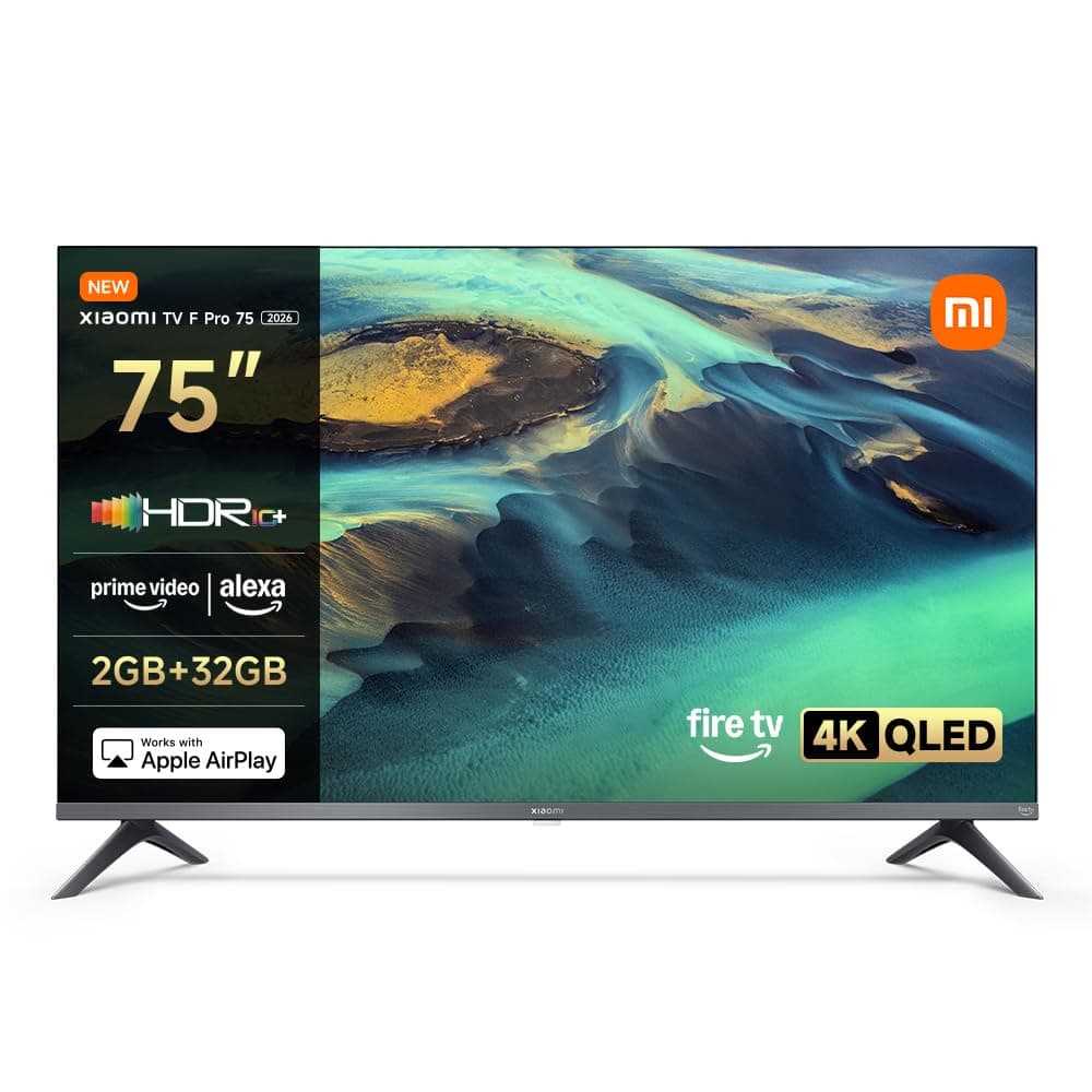 XIAOMI TV F Pro 75, 75 Pulgadas (190 cm), 4K UHD QLED, Smart TV, Fire TV, Control por Voz Alexa, HDR10+, 60Hz con 120Hz Game Boost Mode, MEMC, 2GB+32GB, Compatible con Apple AirPlay, 2025