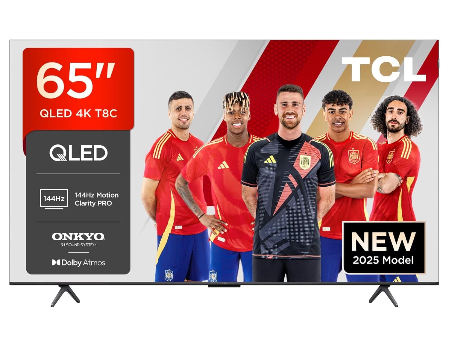 TCL 65T8C 65” QLED 4K 144Hz HDR UHD TV, Smart TV Powered by Google TV (Dolby Vision & Atmos, 144Hz Motion Clarity Pro, FreeSync, Onkyo 2.1 Sound, Voice Control, Compatible with Google Assistant Cast)